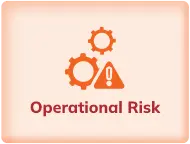 An icon representing operational risk, featuring two gears and a warning triangle, symbolizing potential risks related to operational processes and systems.